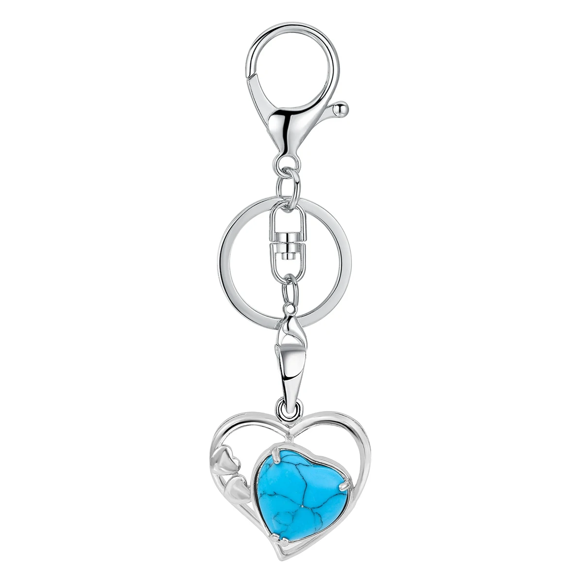 

JOYA GIFT Blue Turquoise Heart Keychain for Women Forever Gemstone Pendant KeyRing Chain Jewelry Valentine's Day Anniversary