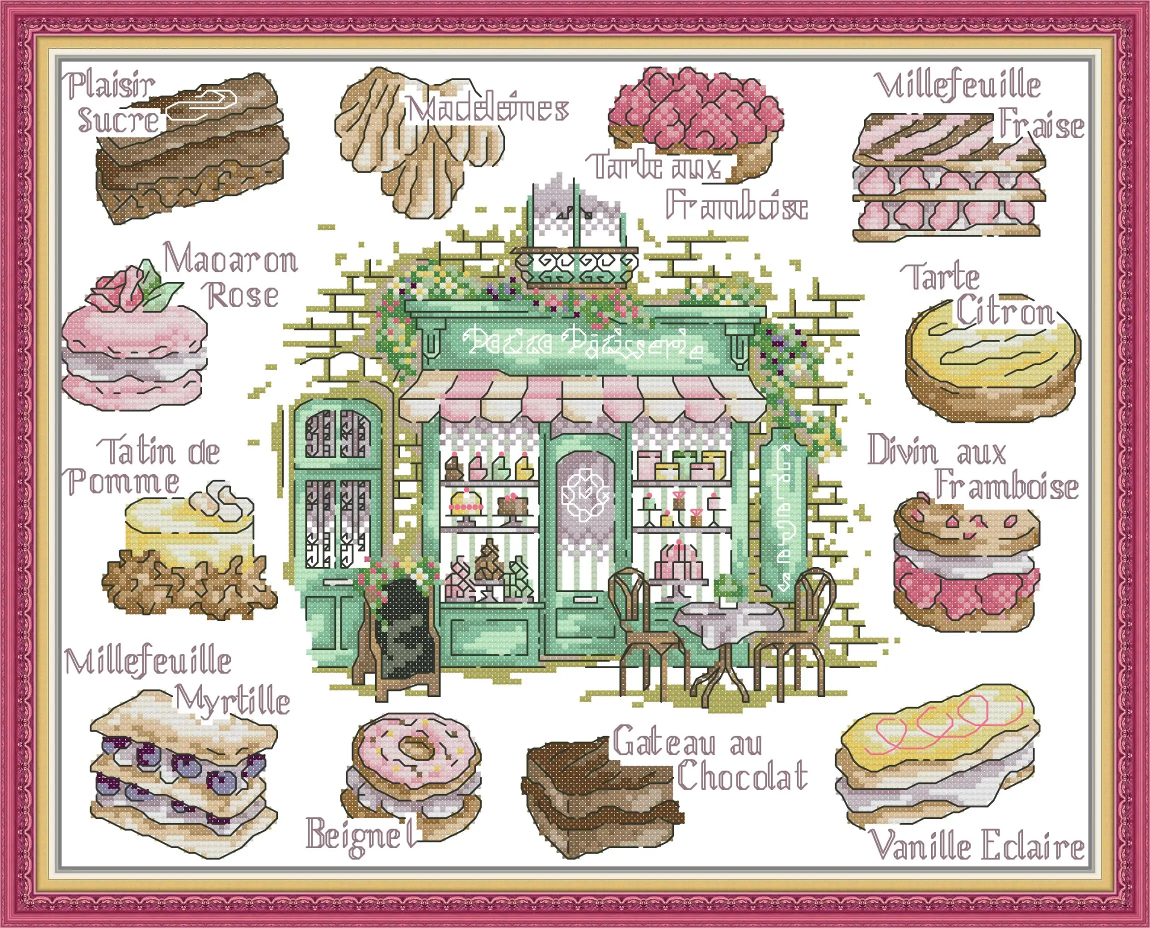 

Набор для вышивки крестиком Joy Sunday с предварительной печатью, «сделай сам», легкий узор, Aida 14/11CT, Набор для вышивки штампованной тканью-десертный магазин