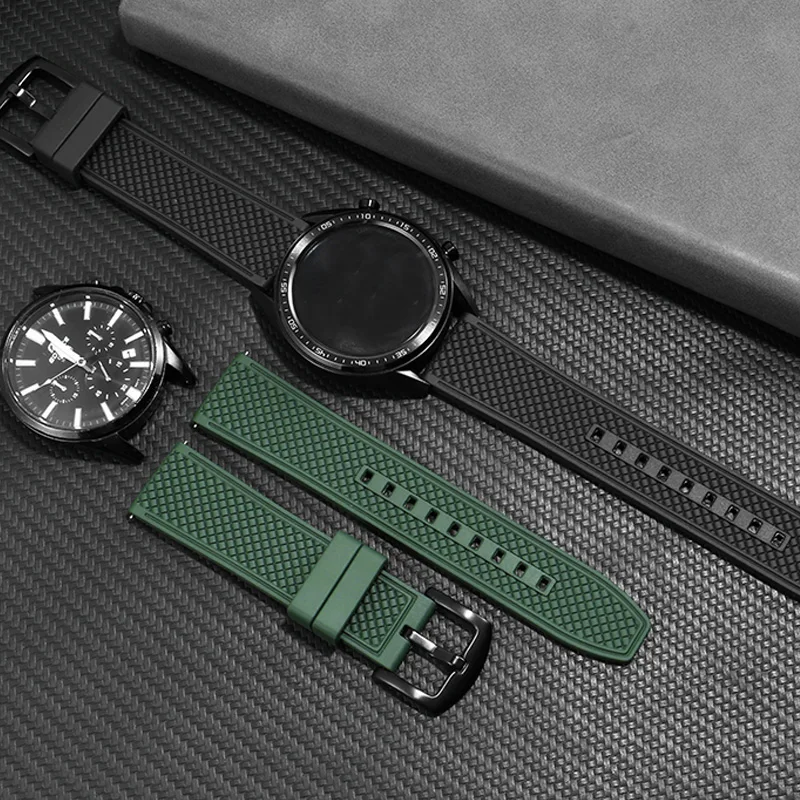 Universal Replacement Fluoro Rubber Watch Band 19/20/21/22mm Men's And Women's Soft Silicone Strap