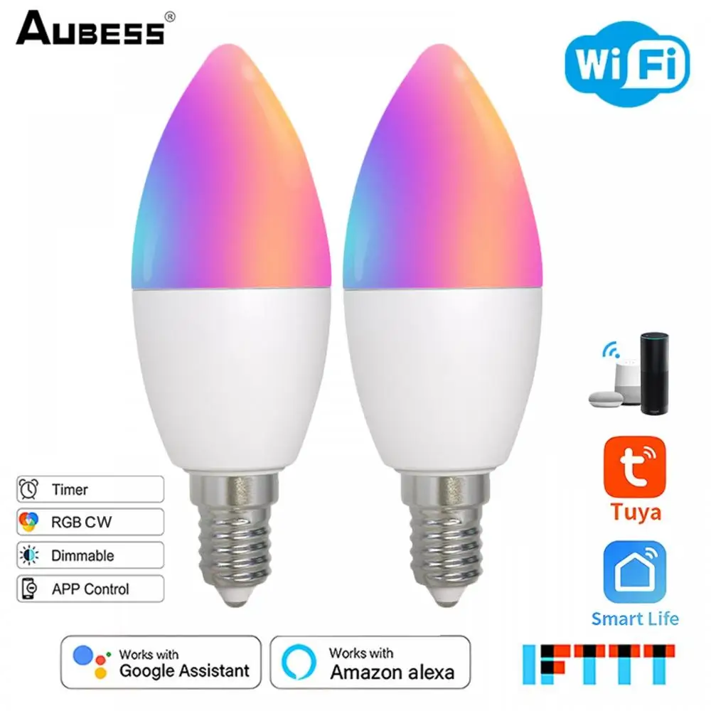 

Умная Светодиодная лампа с Wi-Fi, RGB + W + C, E14
