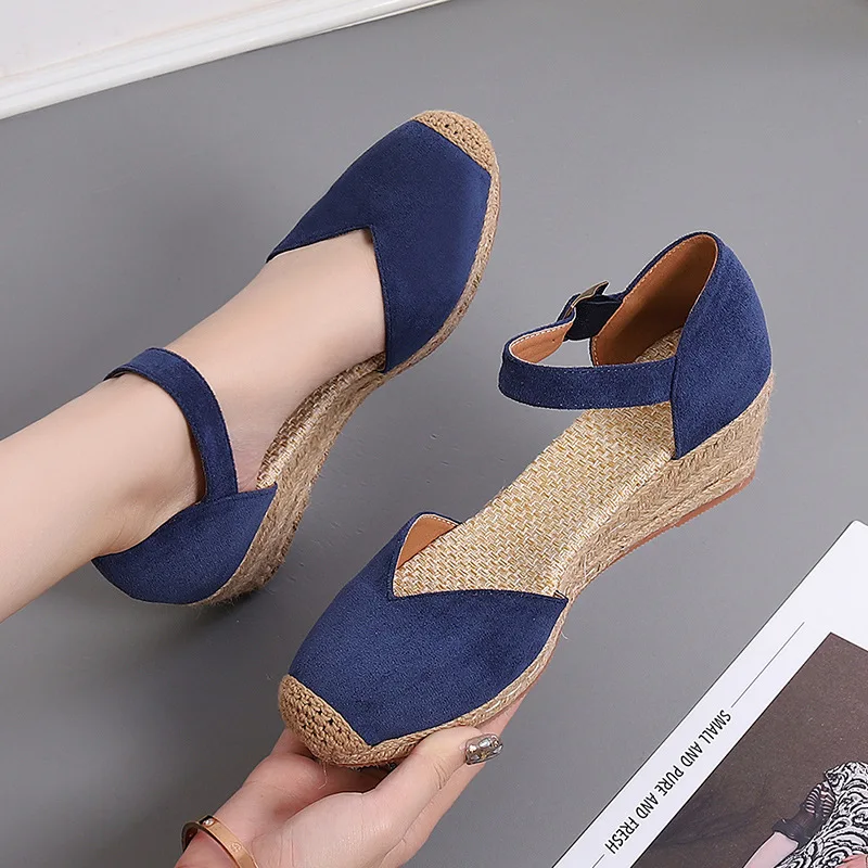 

Plus Size 34--43 Espadrilles Wedge Sandals Shoes For Women Summer Canvas High Heels Platform Rope Sandals Fisherman Shoes Woman