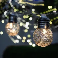2 Modes Solar Bulbs String Lights Waterproof 10 LED Globe Lights Clear Bulb Outdoor LED Decorative Lights