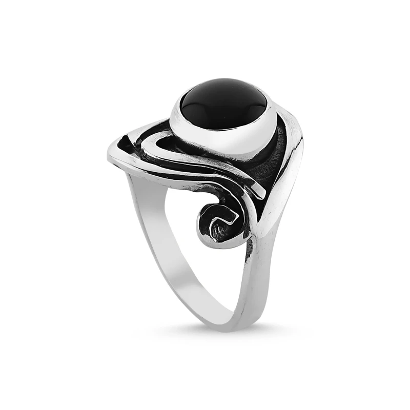 

Silver 925 Sterling Onyx Stone Handwork Ring