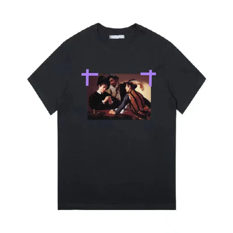 

2023 Men 100% Cotton T-shirts Luxury Oil Printing ow Short-sleeved Tee Tops Casual Oversized T-shirt Unisex Clothes Summer