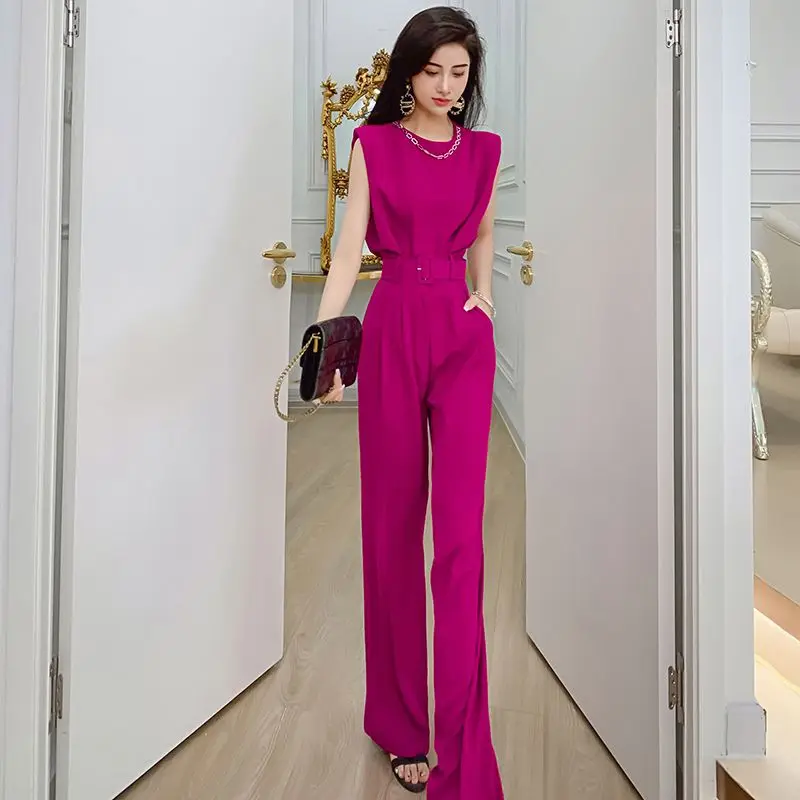 Женский летний комплект из топа футболки без рукавов и однотонных брюк длинные