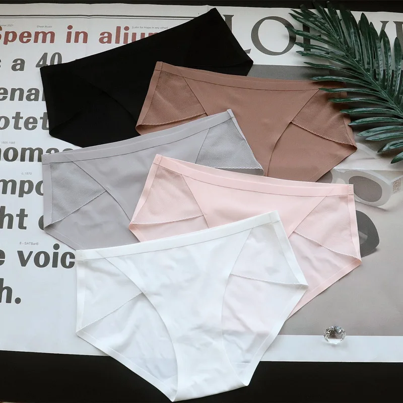 

Удобные кружевные трусики без шнуровки для женщин, трусики-брифы средней посадки из чистого хлопка для женщин