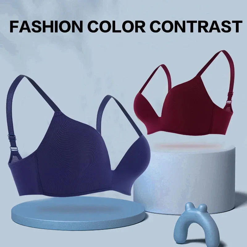 1PCS Seamless No Wire Bra Underwear For Women Sexy Solid Color Three-quarter Cup Breathable Brasiere Girls Gathered Lingerie