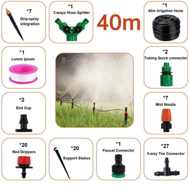 

30M/40M DIY Drip Irrigation System Automatic Watering Garden Hose Micro Drip Watering Kits With Adjustable Drippers For Pot Lawn