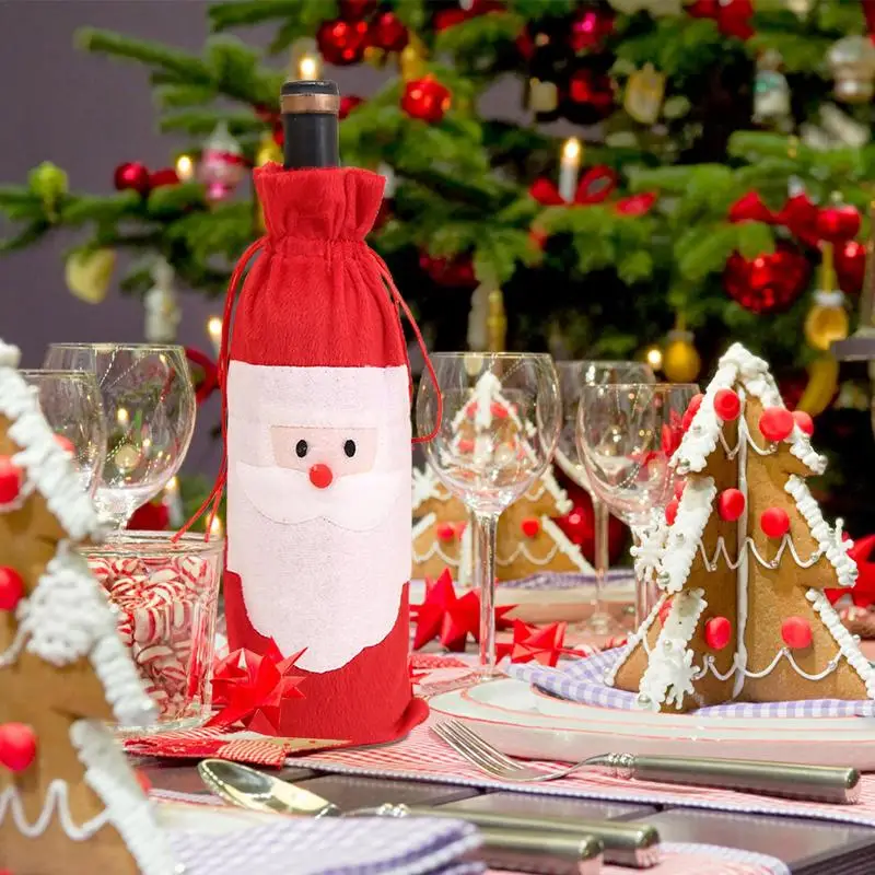 

4pcs Santa Claus Wine Bottle Bag Christmas Wine Bottle Decor Wine Bottle Covers For Holiday Party New Year Eve And Celebration
