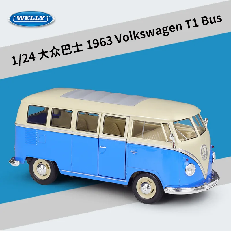 

WELLY 1:24 Volkswagen 1963 T1 Bus Scale Car High Simulator Diecast Model Car Alloy Metal Classic Toy Car Gift Collection B596