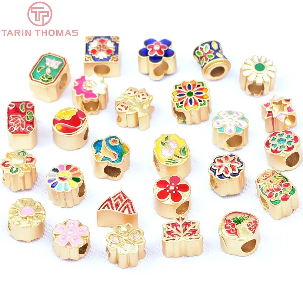 (6463) 6 шт. 24-каратное золото латунь капающее масло форма цветка несколько стилей