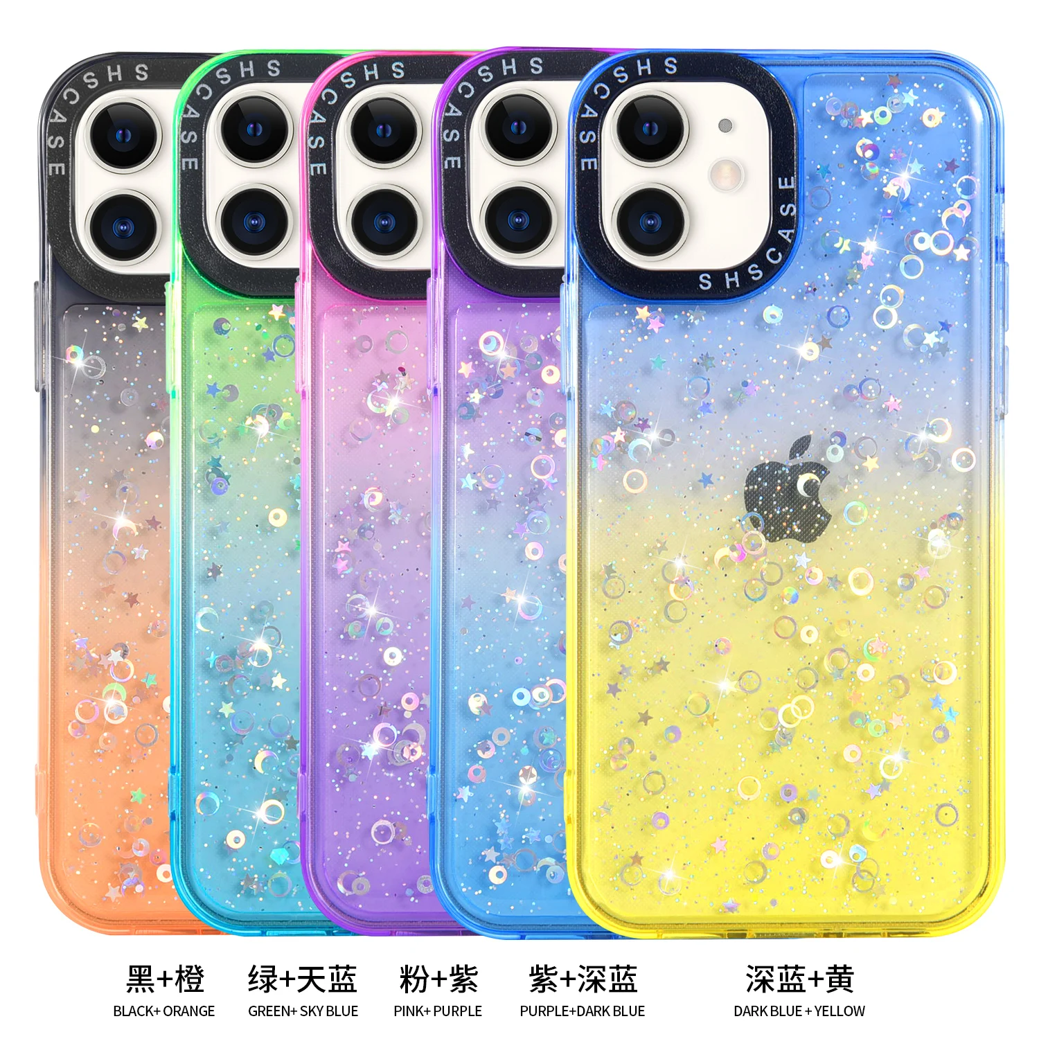

Для IPhone 13 Pro Max чехол X XS XR IPhone12Pro 7 8 Plus 2,0 мм ТПУ градиентная камера Блестящий Защитный чехол для телефона