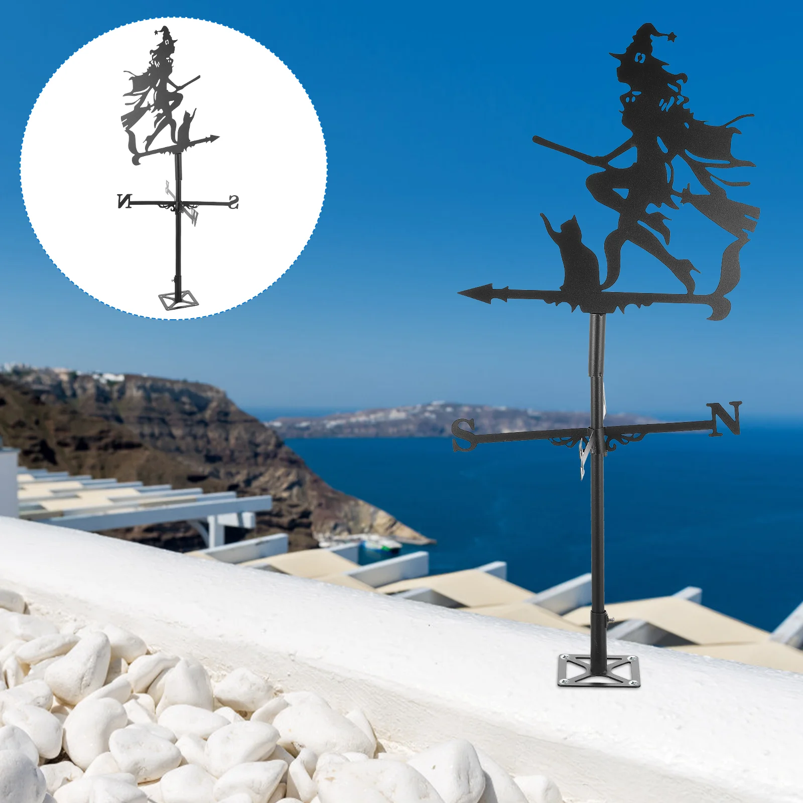 

1Pc Witch Weathervane Witch On Broomstick Weathervane Witch Metal Weathervane Weather Wind Spinners Flying Witch Weathervane