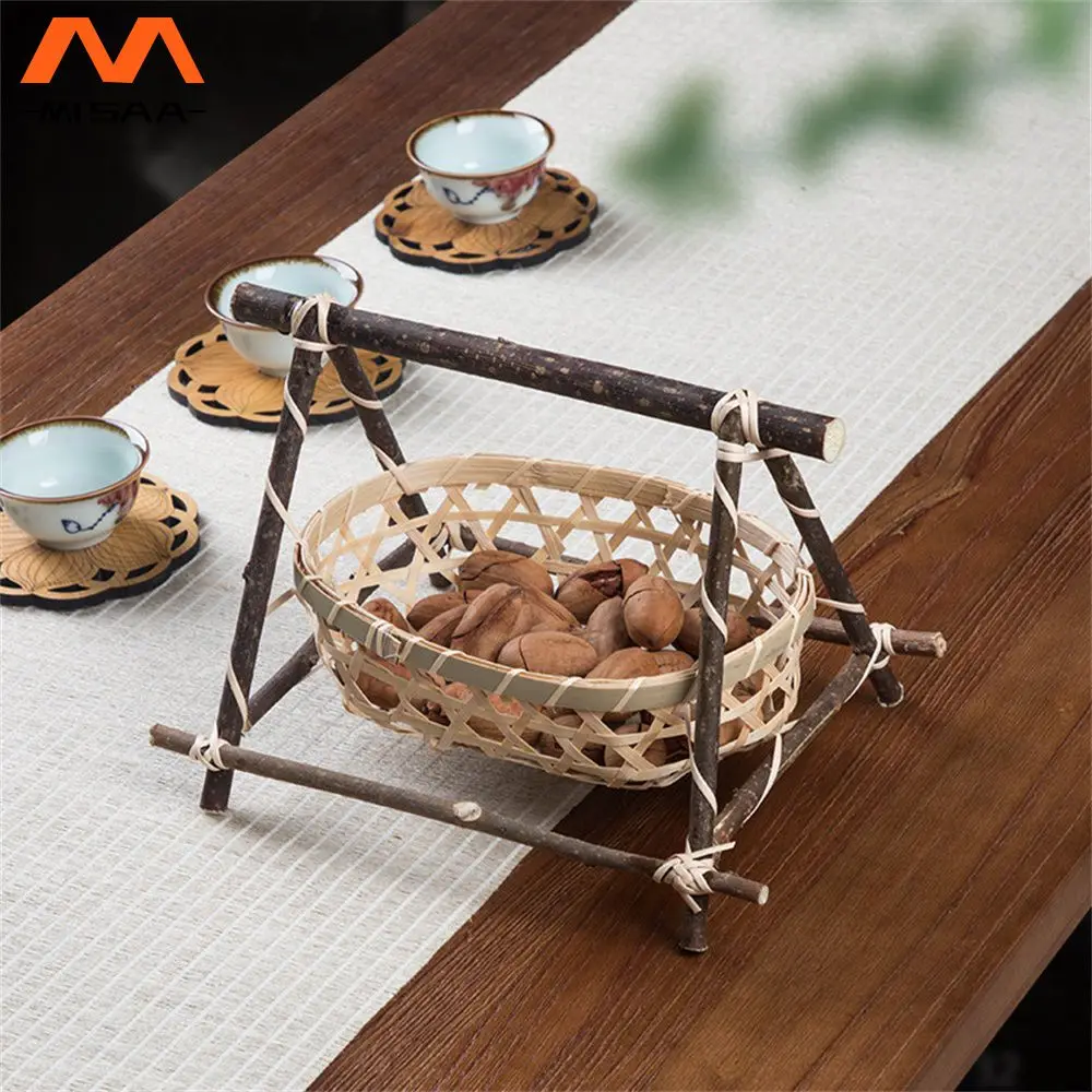 

Бамбуковая плетеная корзина для хранения орехов, закусок, пикника, кухни