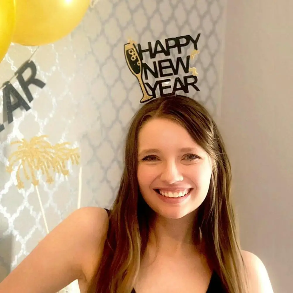 

Festive Hair Band Reflective Stable Happy New Year Hair Band Smooth Edge Party Headband for Party Dance