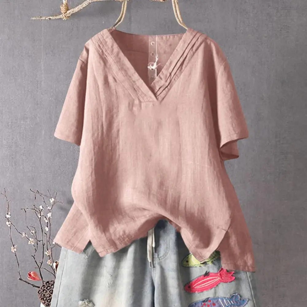 

Women Shirt Fashion Retro Pure Color Casual Ladies Top Lightweight Retro Shirt Summer Vintage Solid Color Shirt Streetwear