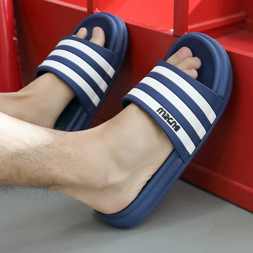 Striped Home Slipper Woman Cloud Summer Sandal Men Flip Flops Beach Non Slip Soft Sole Bathroom House Shoes Female Male 2023 New