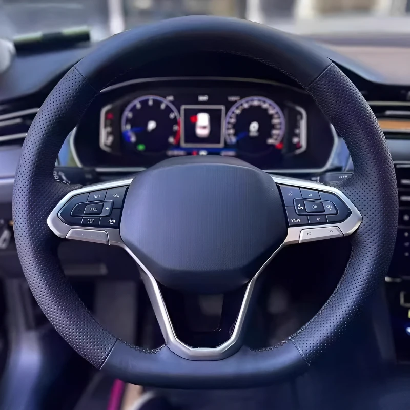 

Для Volkswagen ID.4 CROZZ 21-25 Сшитый вручную чехол на руль, легкий и дышащий, модификация с полным покрытием