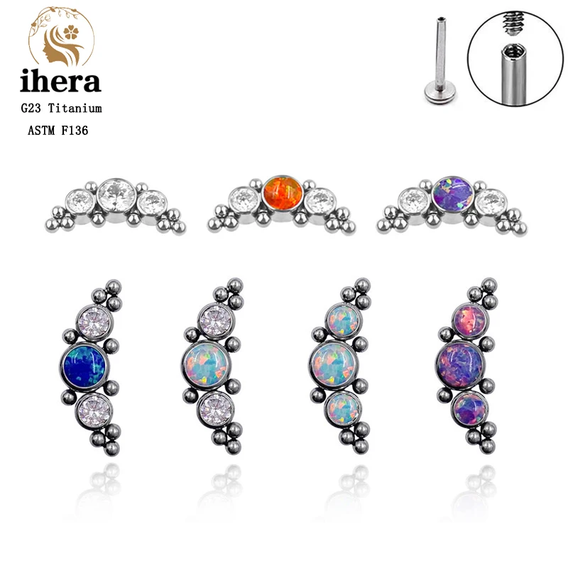 

G23 Titanium Multicolor Zircon Opal Stud Earrings ASTM F136 16G Ear Tragus Helix Cartilage Piercing Earring Women Body Jewelry