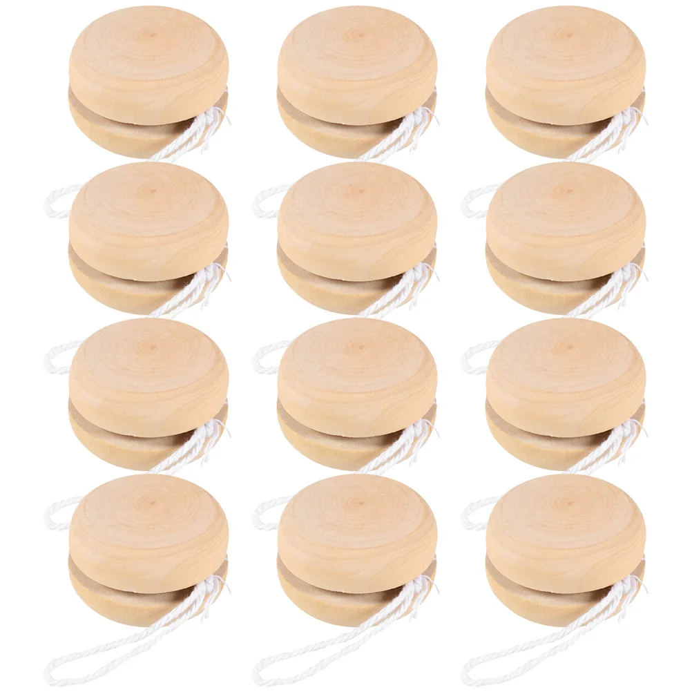 

12 Pcs Yoyo Ball Kids Drawing Toys Wooden Cognitive Playthings Unfinished Yo-Yo Balls Graffiti DIY Toddler Outdoor Madera