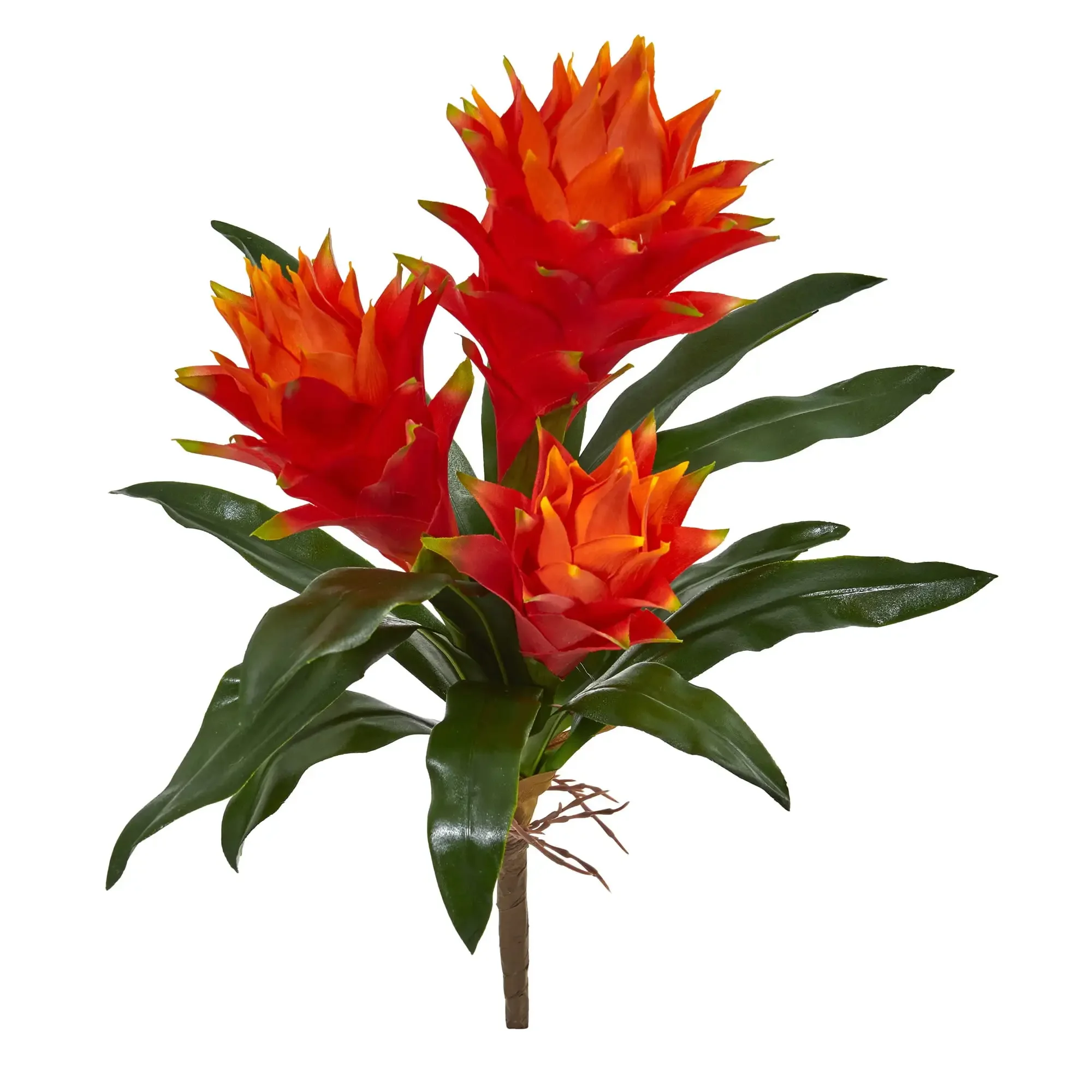 

16" Double Bromeliad Artificial Flower (Set of 6), Red