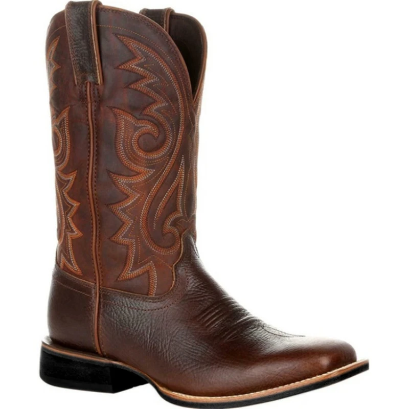 

Ботинки в ковбойском стиле унисекс, зимняя обувь из искусственной кожи, с вышивкой, в западном стиле, черные, коричневые, большие размеры 48