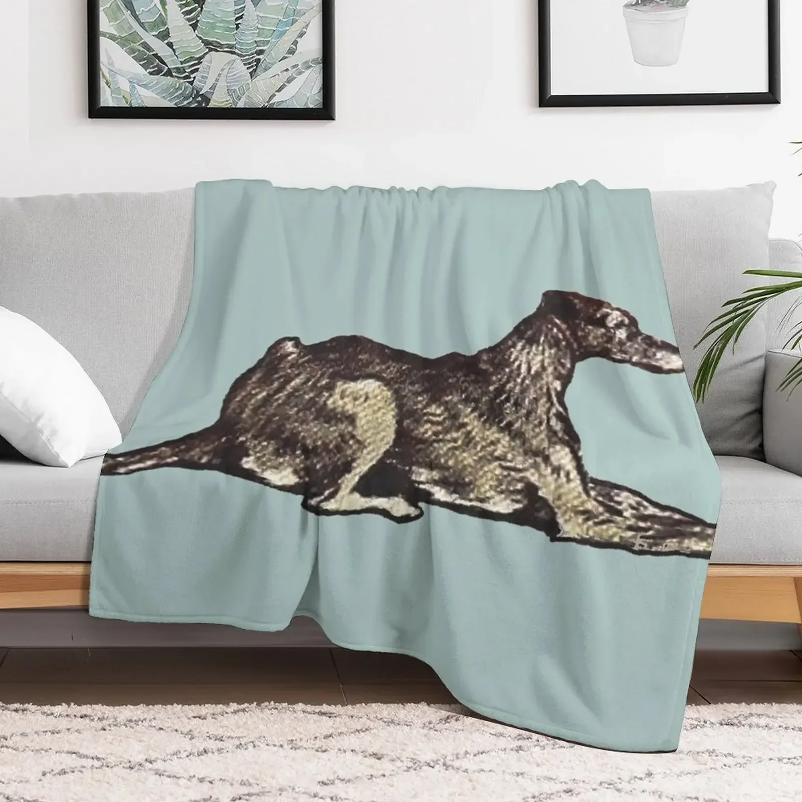 Одеяло Cecil Aldin- Deerhound движущееся роскошное утолщенное для декоративного дивана