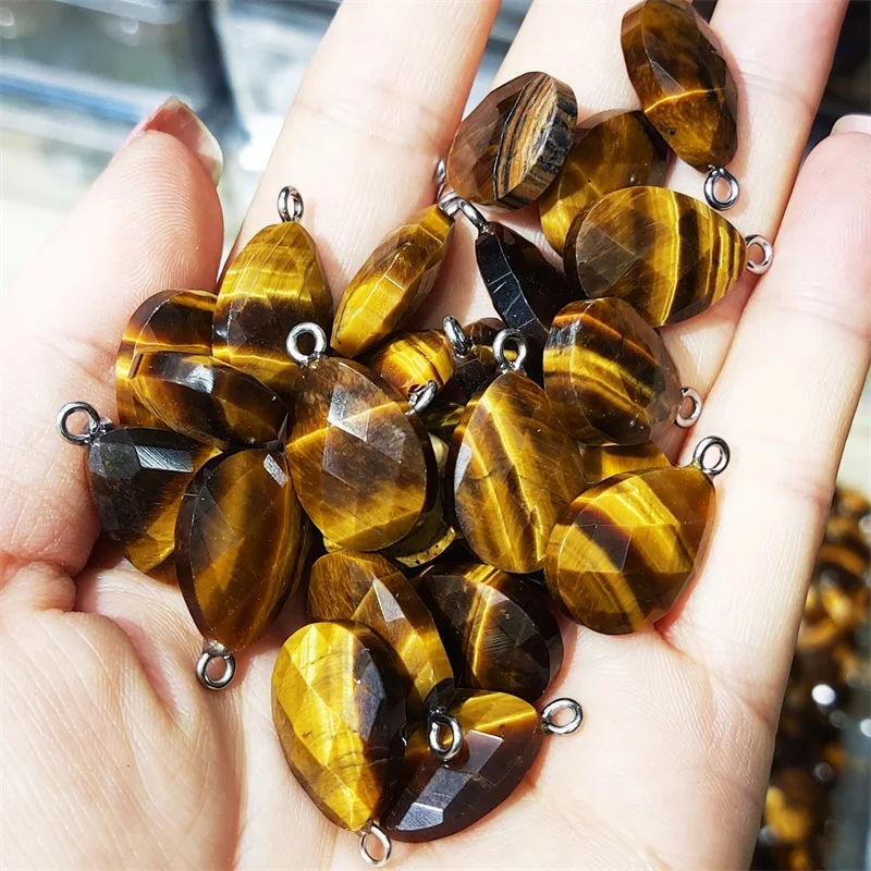 

12pcs Fashion Natural Tigers Eye Stone Section Water Drop Charms Pendants Diy Jewelry Accessories Making Wholesale