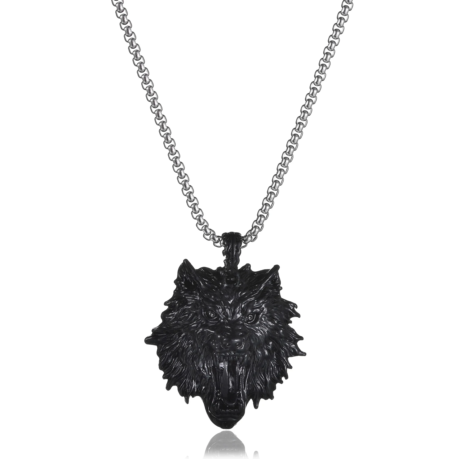 

Animal Stainless Steel Hot Sell Wolf Men's Necklace Punk Vintage Wolf Head Pendant Necklace Fashion Jewelry Accessories