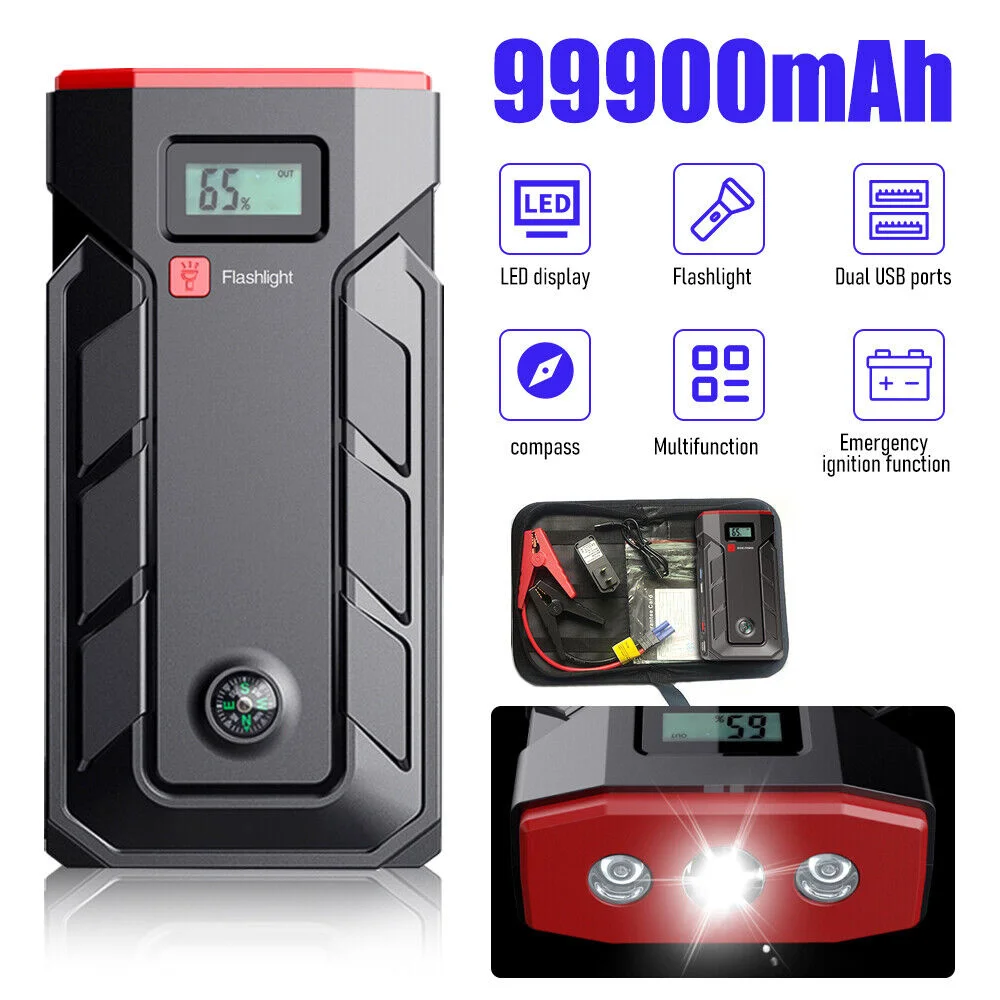 

SUV Portable Car Jump Emergency Power Starter Auto Booster Charger Built-in Emergency LED Flashlight Fast Charge
