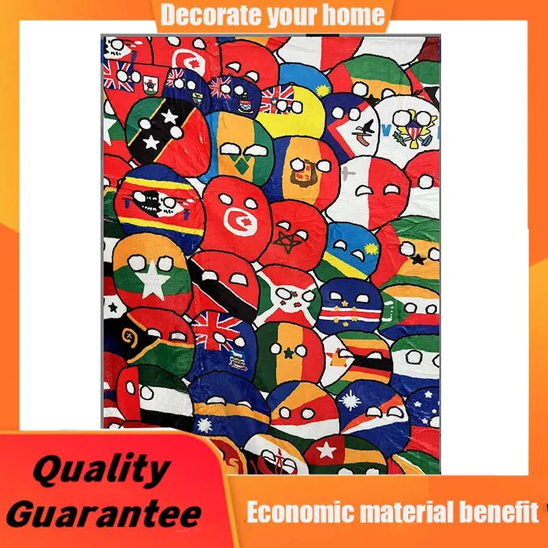 

Country Ball Blanket, Country Ball Plushie World Map Throw Blanket Polandball Plush All Season Soft Blanket for Bed Couch