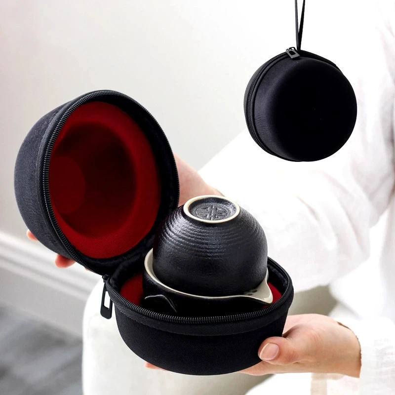 

Портативный Керамический чайник с инфузером, чайный набор кунг-фу с пакетиком, простой пузырьковый чайник, дорожный сервис для церемоний