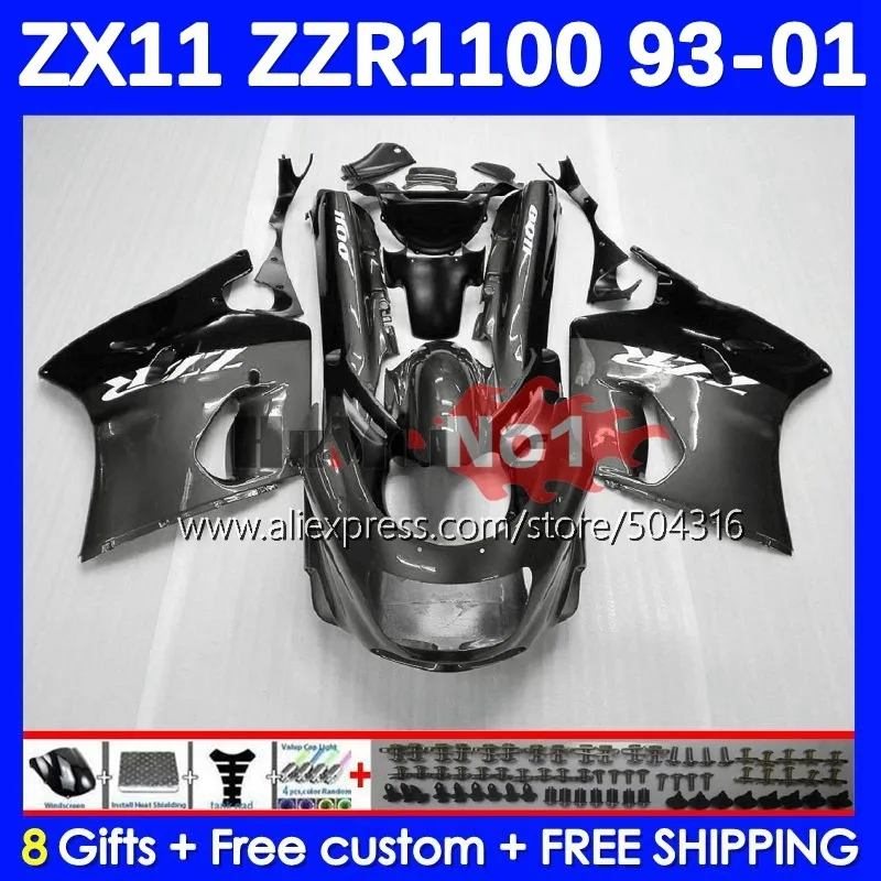 

Body Kit For KAWASAKI NINJA ZX 11R 11 ZX11 grey black ZX-11 R 0MC.72 ZX-11R ZX11R 93 94 95 96 97 98 99 00 01 1993 2001 Fairing