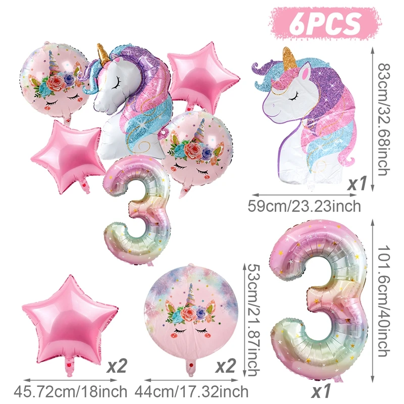 

Набор фольгированных шаров с единорогом