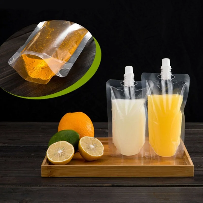 

10pcs/lot 200ml Plastic Clear Drinks Beverage Juice Bag Transparent Flask Suction Fresh Liquid Packaging Pocket