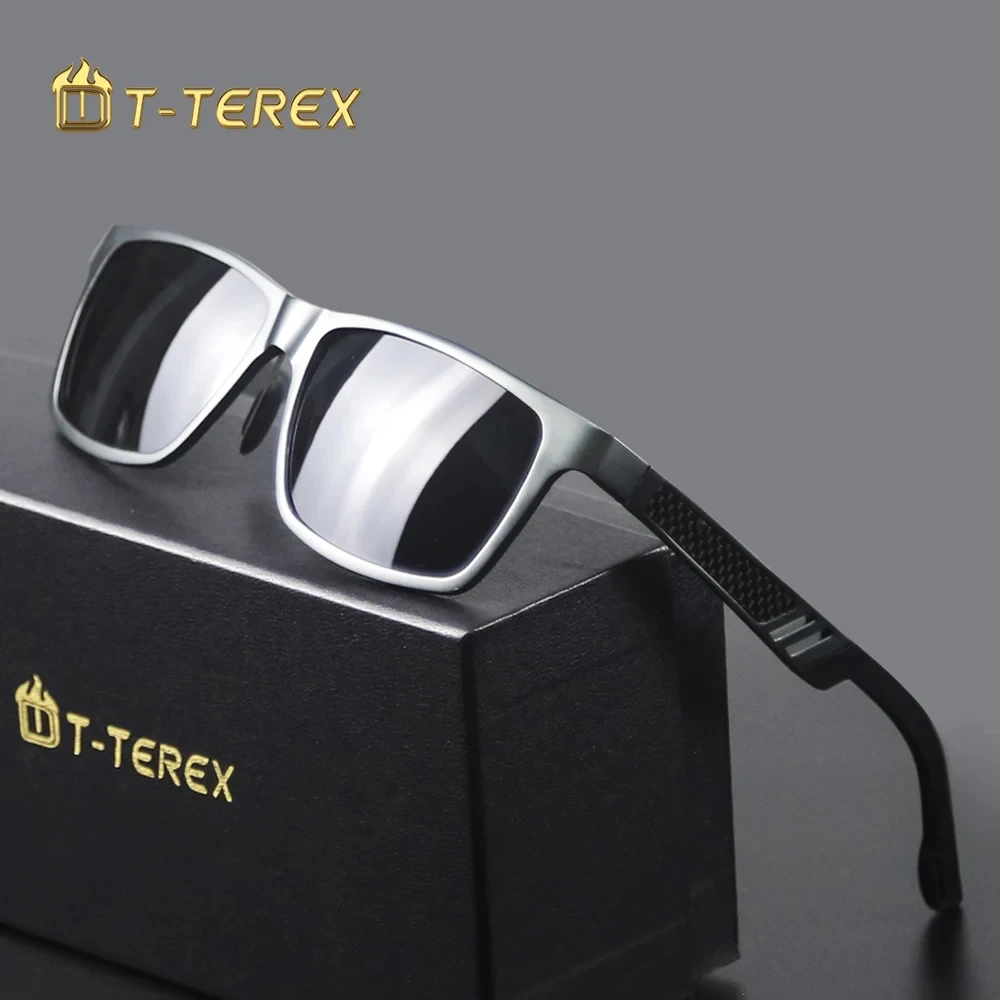 

T-TEREX Sunglasses Men Polarized Anti-Glare Lens UV400 Aluminum Magnesium Square Frame Sport Sun Glasses For Driving Fishing