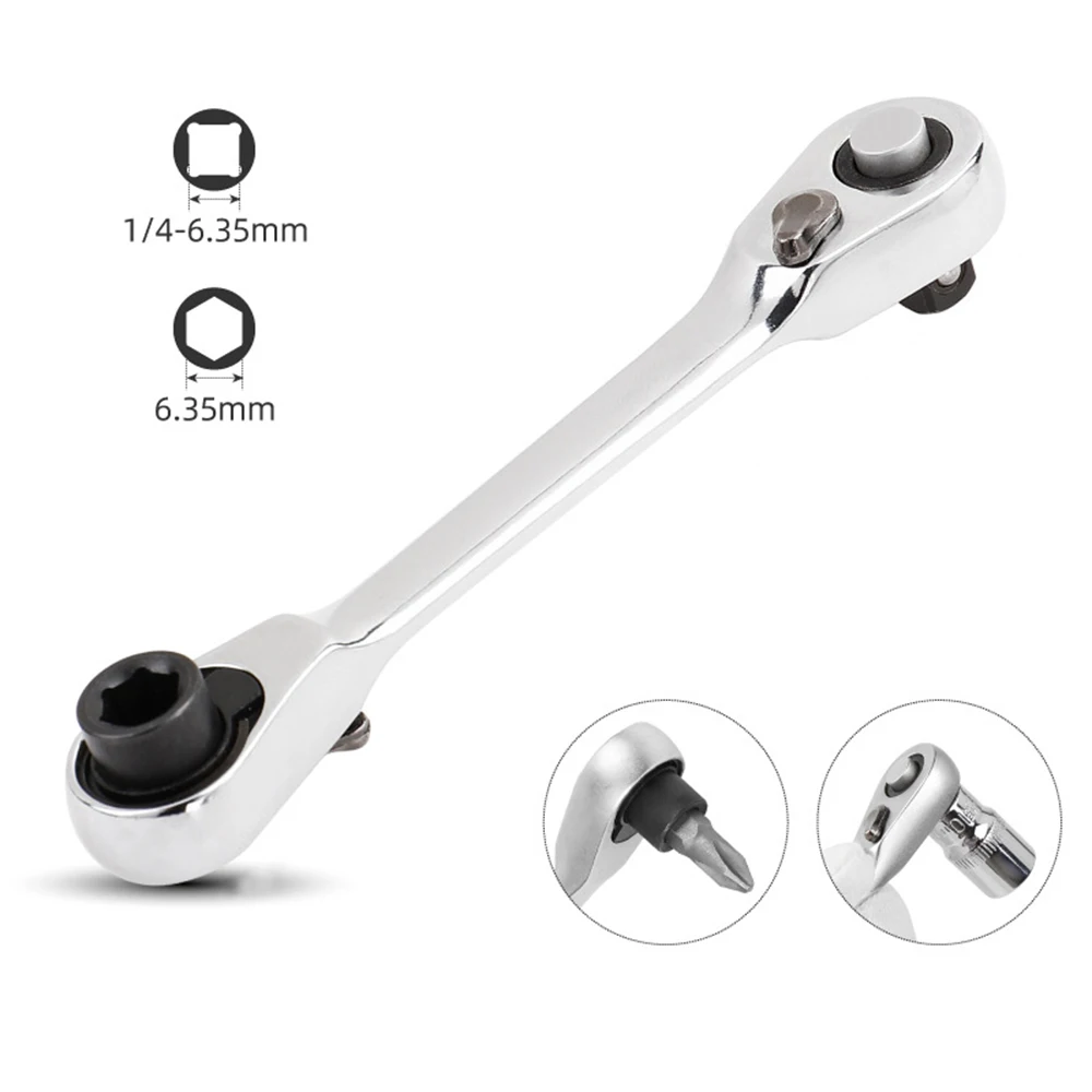 портативный 72-зубчатый мини-ключ с трещоткой 1/4 один крест двойного назначения