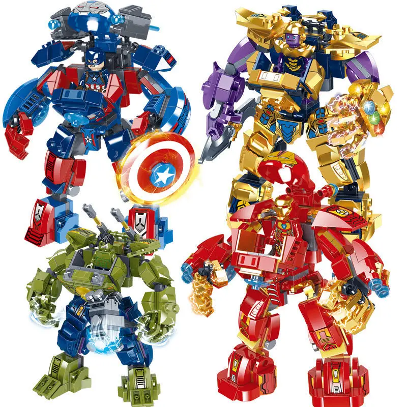 

Marvel Avengers Captain America Iron Man Thanos complete set of mecha educational assembly toys personalized creative gifts