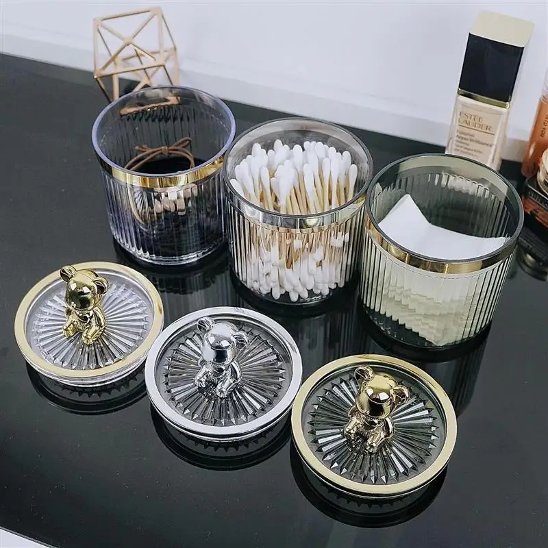 

Контейнер для хранения ватных палочек, милая подставка для ватных палочек с медведем, косметика, украшения для ванной комнаты, контейнер дл...