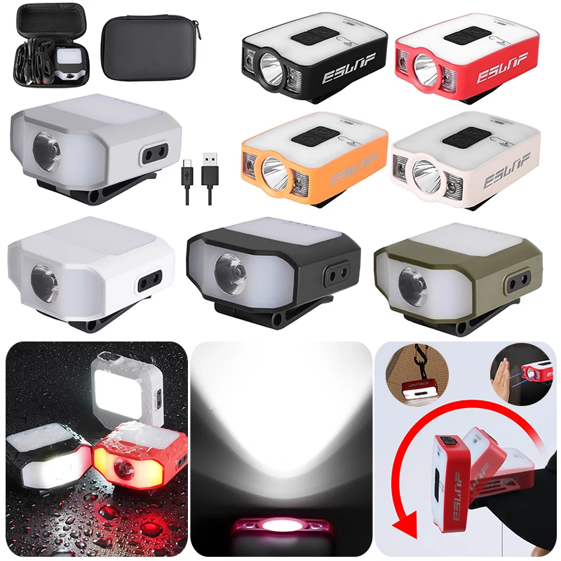 

Головной фонарь 2-в-1 с COB матрицей, светодиодный индукционный уличный фонарь для кемпинга, светильник налобный фонарь для ночной рыбалки, 1 к...