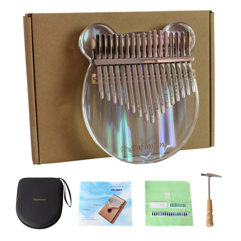 

Rainbow Crystal Kalimba17key Finger Piano Beginner Portable Crystal Instrument Thumb Piano