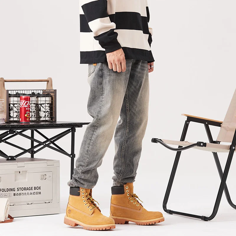 Streetwear Men American Vintage Loose Blue Jeans 2022 Autumn and Winter New Pattern Fashion Straight Cylinder Trousers Female