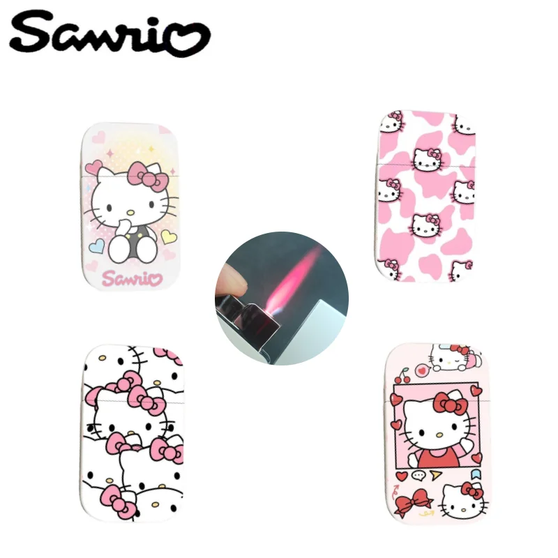 

Sanrio New Anime Peripheral Cartoon HelloKitty Kawaii Inflatable Lighter Windproof Bar Cigarette Lighter Creative Gift Wholesale