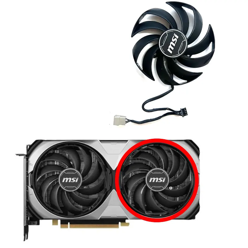 95 мм Новый MSI GeForce RTX4060 4060ti 4070 VENTUS 2X черный сменный вентилятор графической карты OC