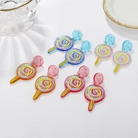 new glitter heart candy lollipop earrings resin candy earrings costume trendy style women girl jewelry dropshipping
