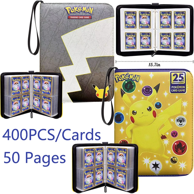 

New 400Pcs Pokemon Album Book Cartoon Card Map Folder Game Card 25th ANNIVERSARY Pokemon Card Game Album Book Kid Cool Toy Gift