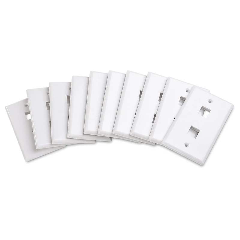 

10-Pack Low Profile 2-Port Keystone Jack Wall Plate In White