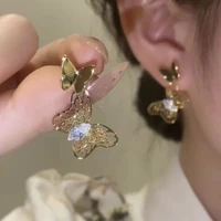 2022 new metal hollow golden butterfly earrings female personality fashion unique earrings wedding jewelry anniversary gifts