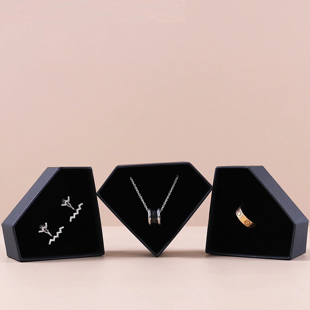 24Pcs/lot Black Kraft Paper Necklaces Rings Earrings Bracelets Jewelry Boxes For Christmas Gifts and Weddings Case