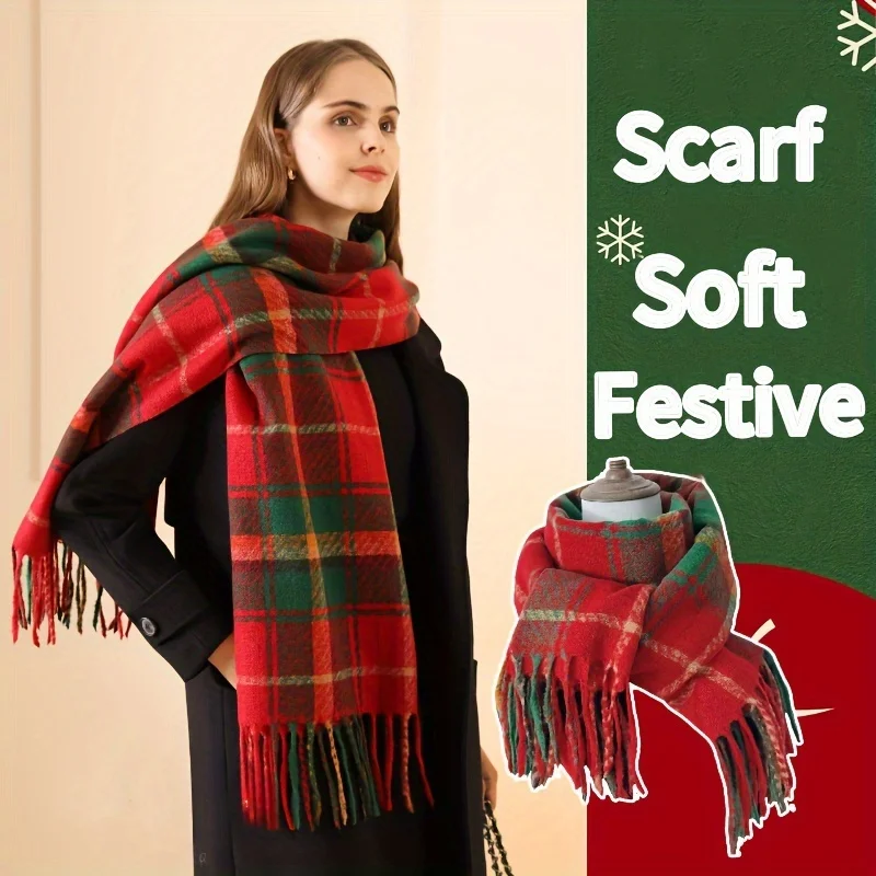Новый классический красный клетчатый шарф зимняя шаль кашемировая имитация